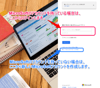 MicorSoft のアカウントと Visual Studio Team Services